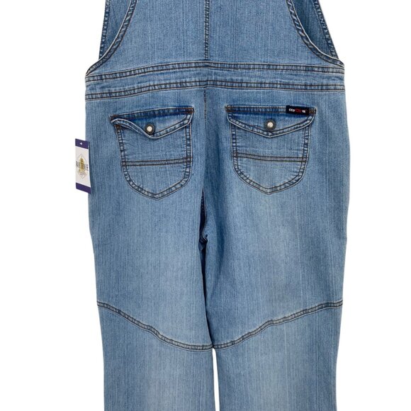Cest Toi Womens L Stretch Denim Overalls Y2K Hip Hop Zipper Pockets American - Picture 15 of 16